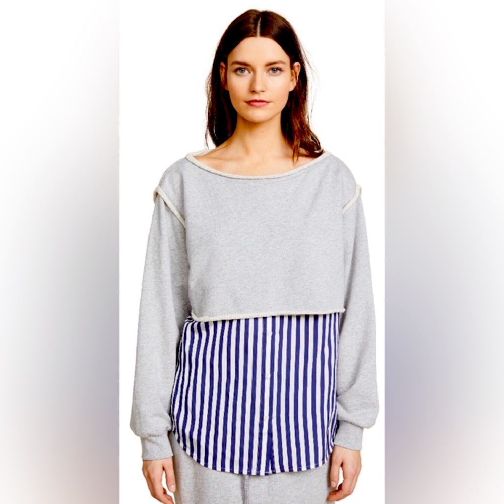Alexander Wang Gray and Blue Striped Top